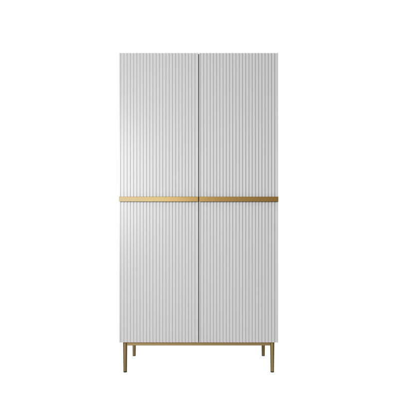 Alhowra 2 Door Manufactured Wood Wardrobe, White/Gold
