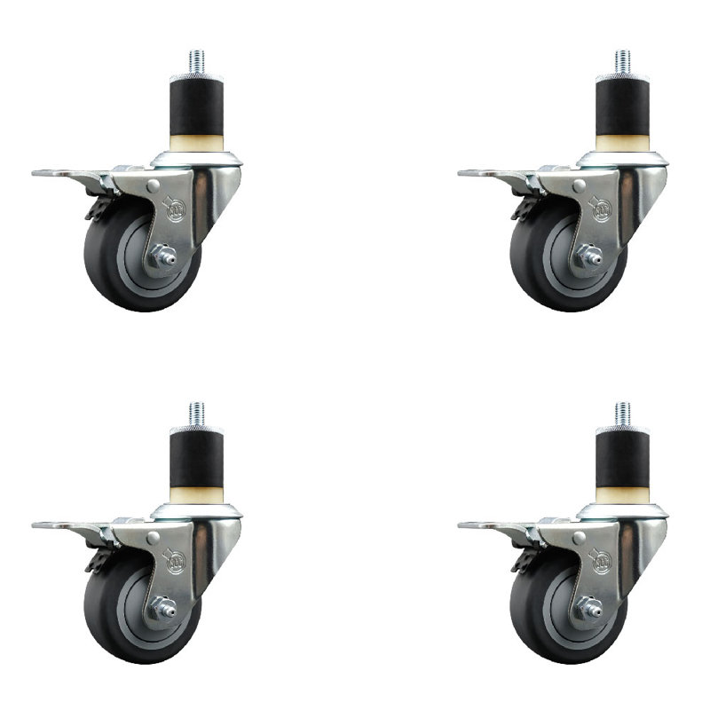 Jeu de roulettes extensibles en caoutchouc thermoplastique pivotant de 1-7 / 8 pouces