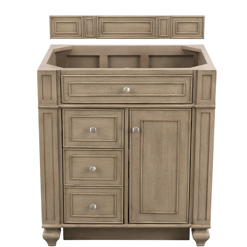 Bristol 30'' W Single Vanity, Whitewashed Walnut, Ethereal Noctis, 8" Widespread