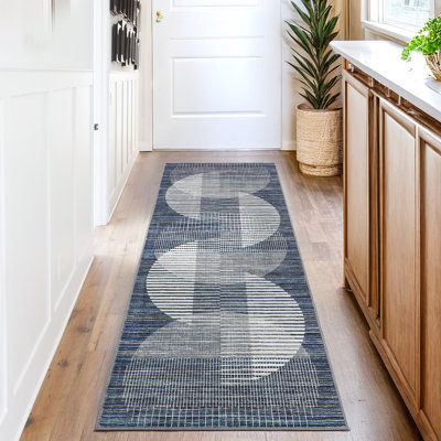 Tapis de couloir abstrait antidérapant 2 x 6 Modern Modern