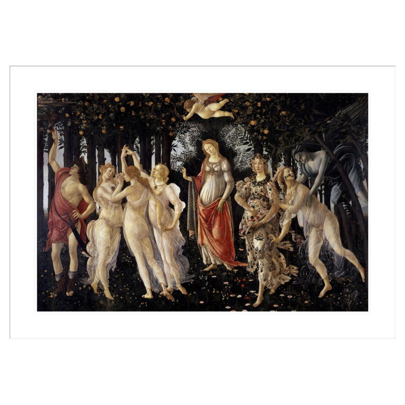 «Primavera» (Allégorie du printemps) par Sandro Botticelli - reproduction d'art encadrée, H 29,9 po x l 41,5 po