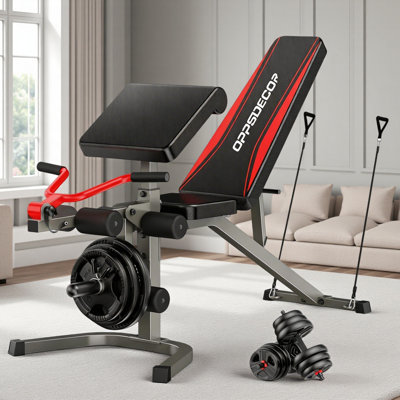 900 LBS Heavy-Duty All-In-One Weight Bench - 7+3 Adjustable Positions With Leg Developer, Preacher Curl Pad & Integrated Weight Storage
