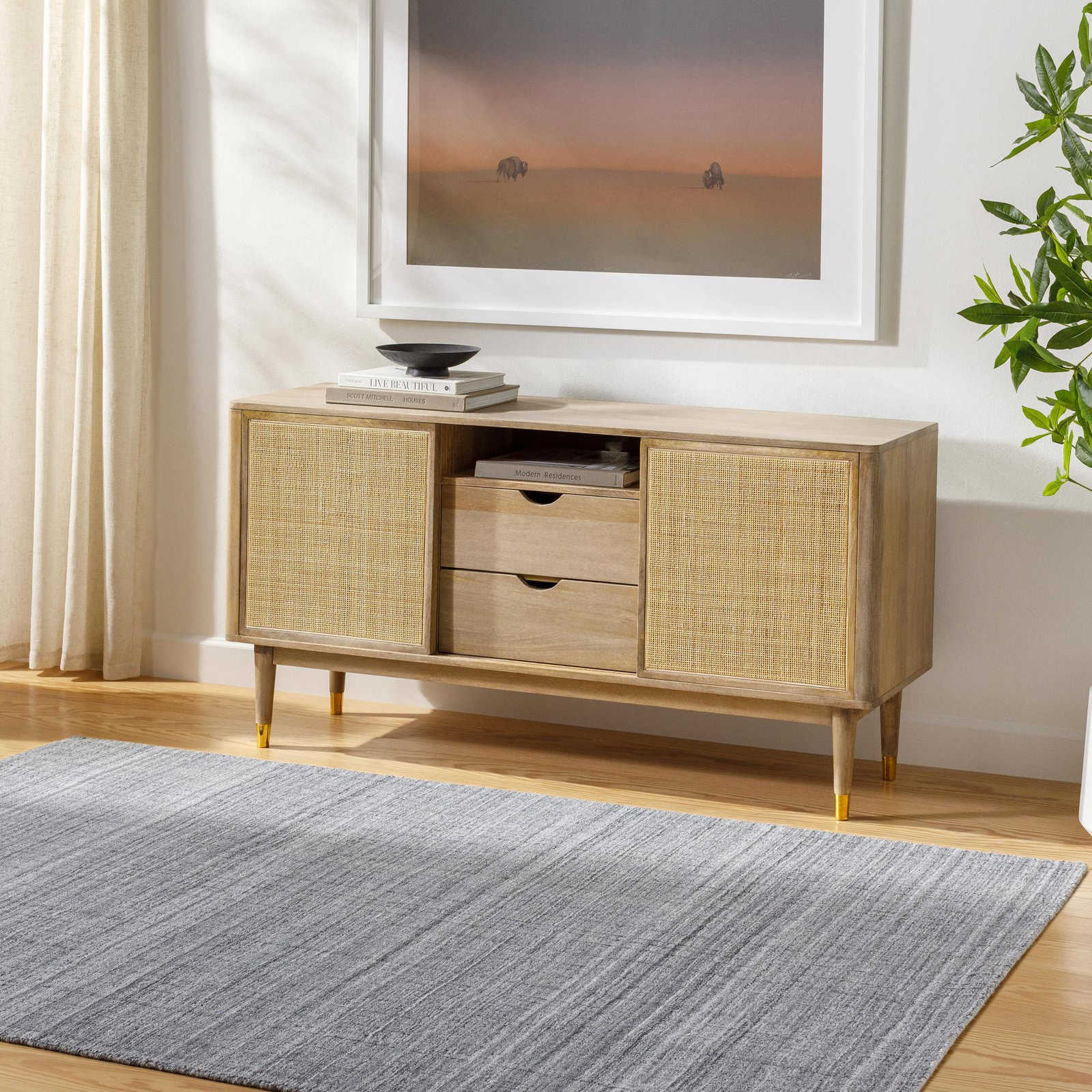 Eldine Hand-Woven Abstract Rug, Rectangle 9' x 12'