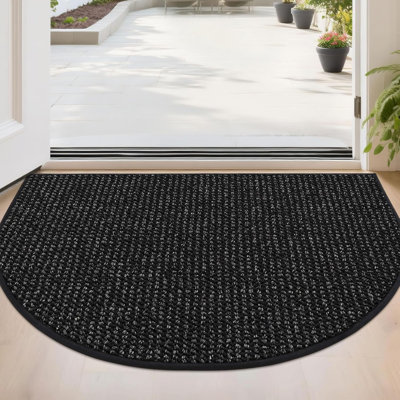 Dirt Trapper Door Mat 24" x 36" Half Circle Non-Slip Washable Doormats Entrance