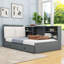 Lit plateforme simple en bois avec tête de lit et tablette rotative-678639459