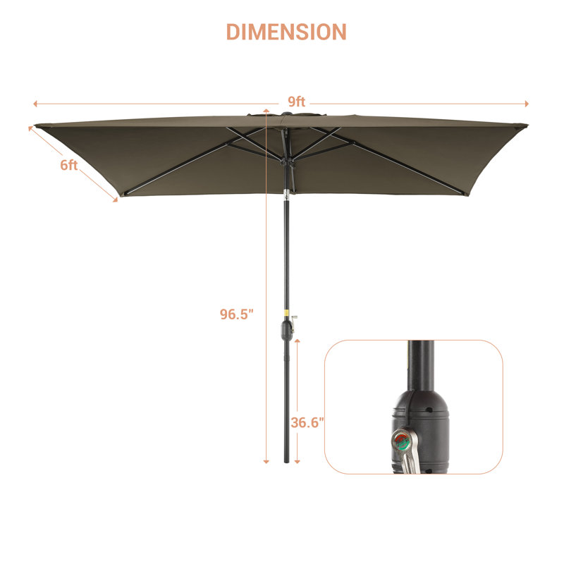 Parasol de marché rectangulaire 107,7 po x 71,9 po Sayah, Taupe