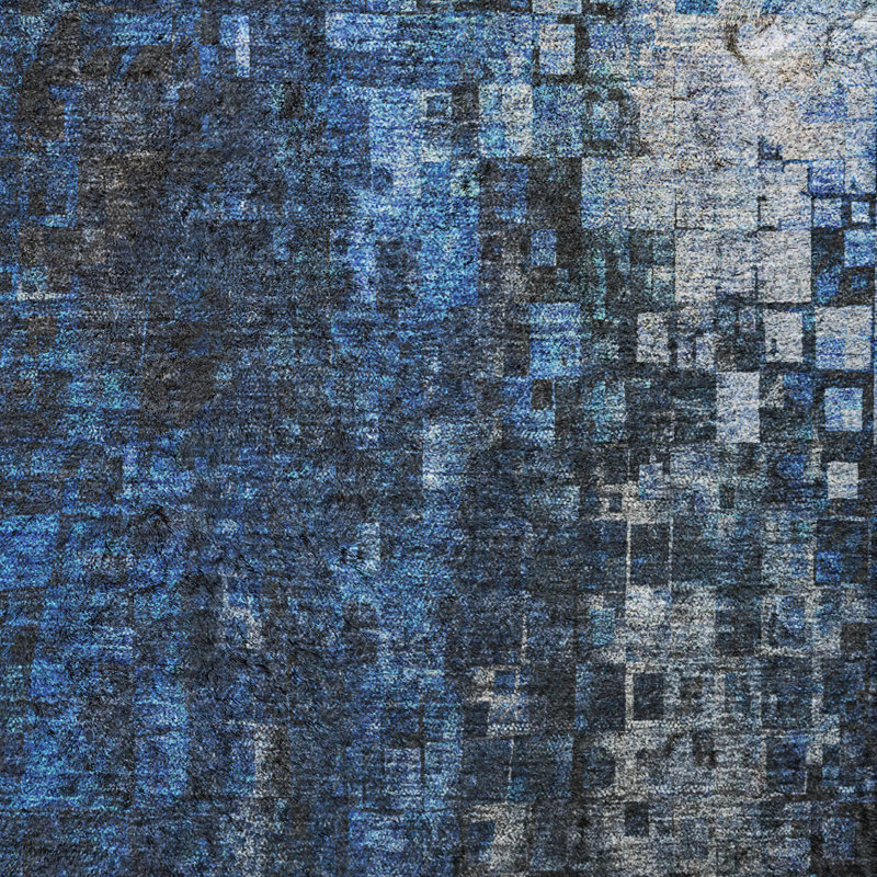 Tapis à poils longs de qualité supérieure lavable à la machine Dream, Bleu, 8' Round