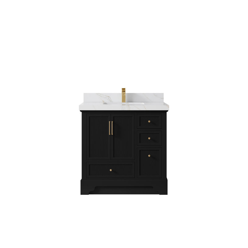 Alys 36 " W Free Standing Wall Mounted 1 Single Vanity Bathroom Vanity With Quartz Top