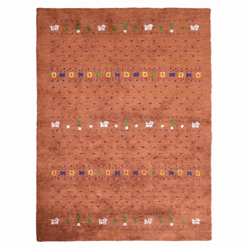 Tapis contemporain en soie noué à la main orange LSM585