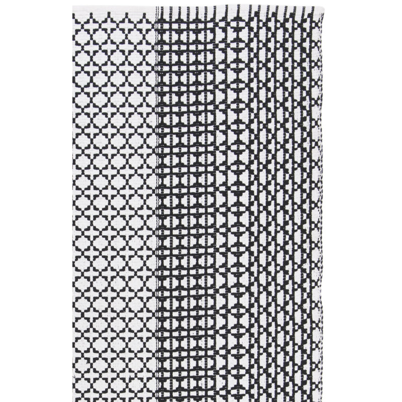 Zoltán Hand Woven Cotton Geometric Rug, Runner 2'3" x 7'