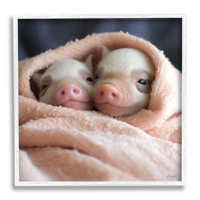 «Cuddling Sleepy Piglets» par Roozbeh, reproduction d'art sur toile