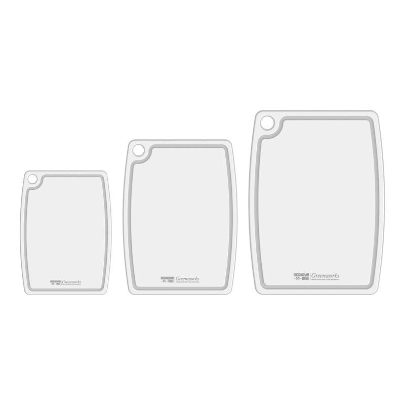 Greenworks Set of 3 Chopping Boards Recycled Plastic Small/Medium/Large White, White