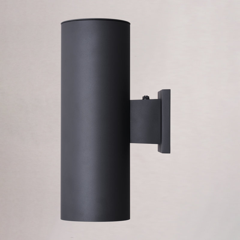 Berdeja 14.25 in. H 2-Light Textured Black Dusk to Dawn Sensor Outdoor Wall Sconce, Rust-Resistant Aluminum Metal Shade, Up-Down Wall Wash for Exterior Porch Patio Front Door or Garage