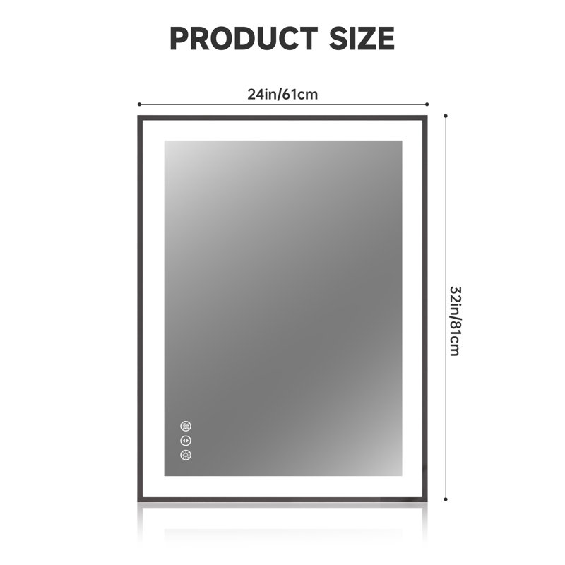 Wrought Studio™ LED Bathroom Mirror with Lights, Lighted Vanity Mirrors for Bathroom Anti-Fog, Dimmable, 3 Colors, Wall Mounted  with ETL & 5-Year Warranty