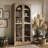 67" Storage Cabinet, 6 Shelf Glass Bookshelf, Camel-1311693187