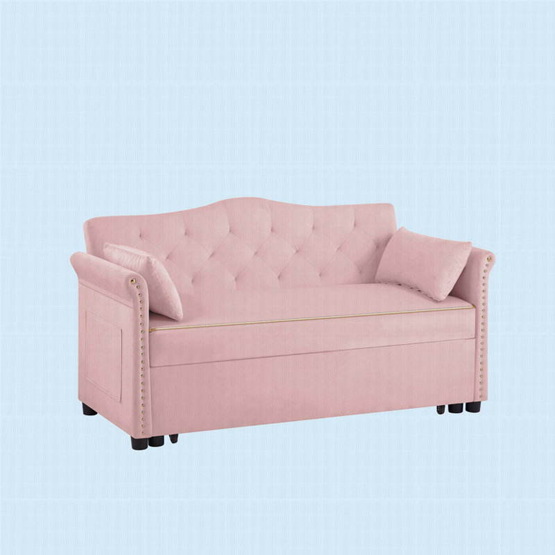 Canapé-lit en velours, Rose