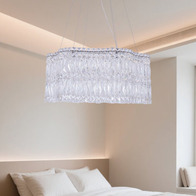23.6'' Wide Modern Crystal Chandelier With Dimmable Led – Luxury 2-tier Ceiling Light For Living Room, Bedroom, Or Stairwell