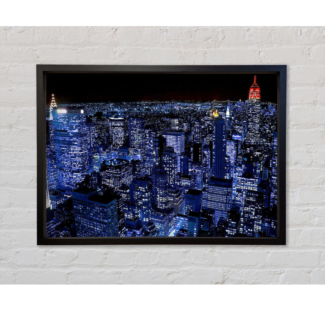 New York City Night Blues Red Top - Einzelbildrahmen Kunstdrucke auf Leinwand