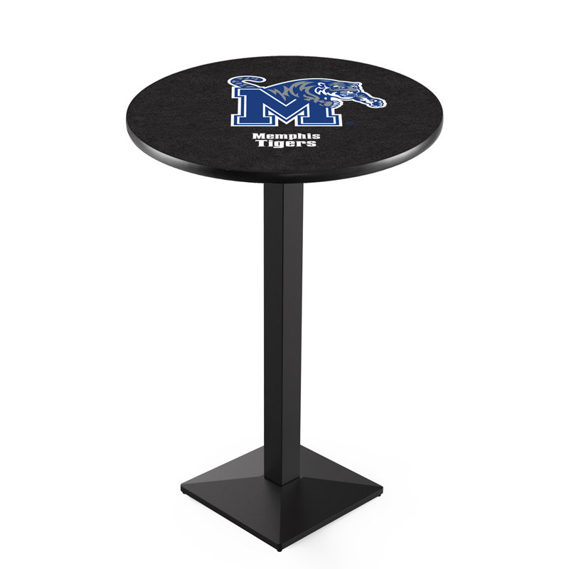 Round Metal Base Dining Table, University of Memphis, Black Wrinkle