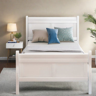 Lit simple en bois massif durable de style traîneau, parfait pour la maison