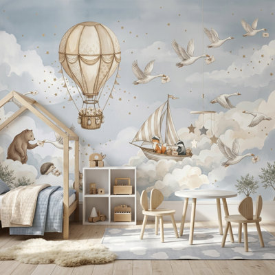 Hot Air Balloon Wallpaper Sky Nursery Wall Mural