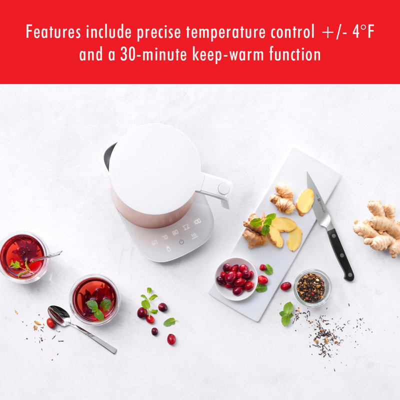 ZWILLING Enfinigy 1.56-Qt Cool Touch Stainless Steel Electric Kettle Pro, Tea Kettle, Rose