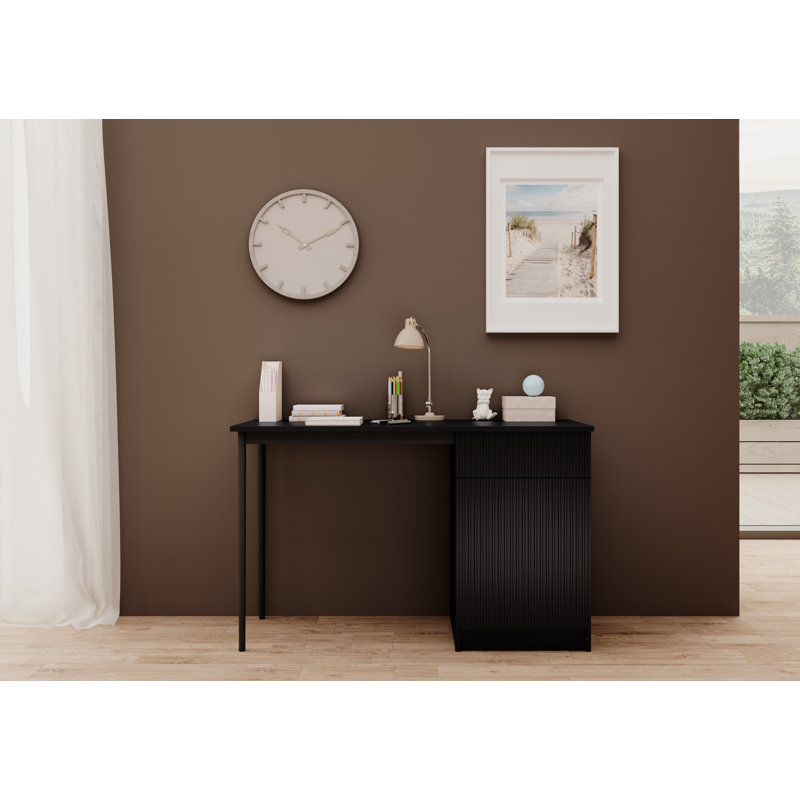 Alfaretta Metal Base Computer Desk, Black/Black