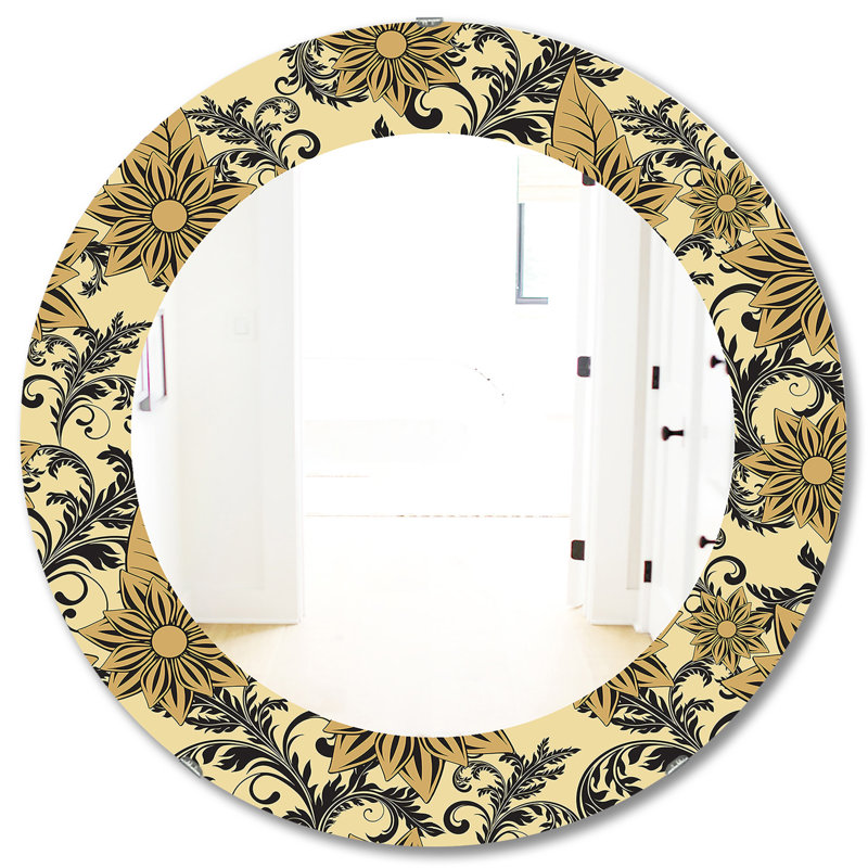 Miroir mural floral Mid-Century, H 31,5 po x l po