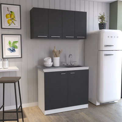 Riverside Manufactured Wood Utility Cabinet Set with Sink Base and Wall Cabinet