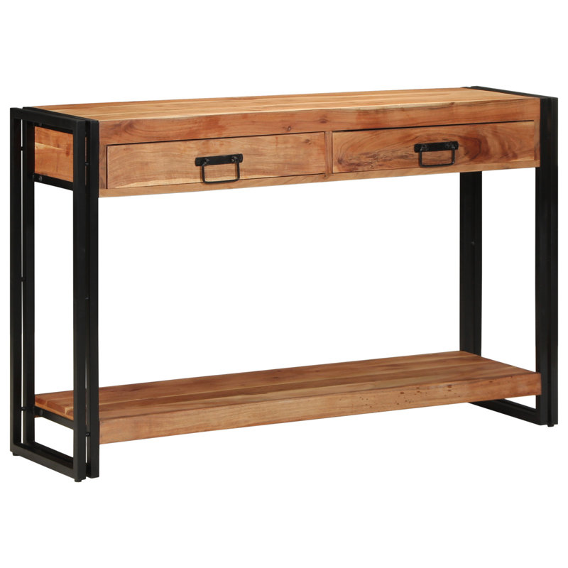 Solid Wood Top Console Table, Brown, 75cm H x 120cm W x 33cm D