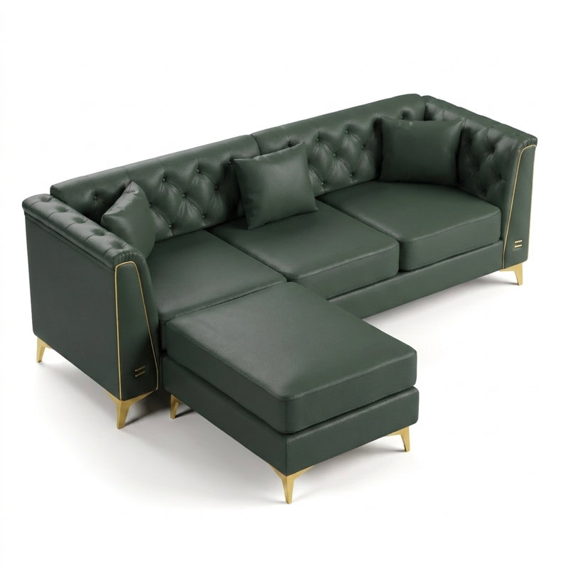 Canapé Chesterfield 81,5 po Mid-Century, Green
