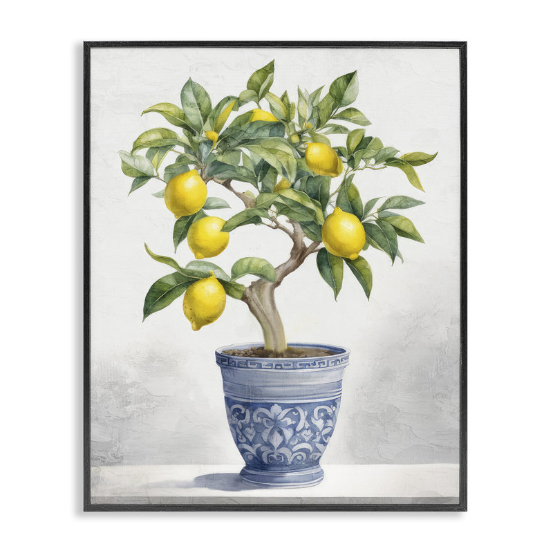 Giclée encadrée de citronnier traditionnel, design par Kim Allen, H 20 po x l 16 po, Giclée encadrée noir minuit