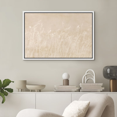 Minimaliste, neutre, botanique, herbe, silhouette, doux, beige, nature, décoration murale pour le salon, chambre à coucher, toile encadrée, chambre principale, reproduction d'art