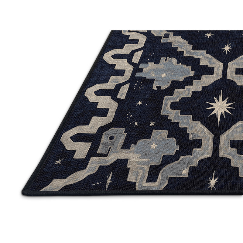 Machine Washable Gray Area Rug, Square 7'