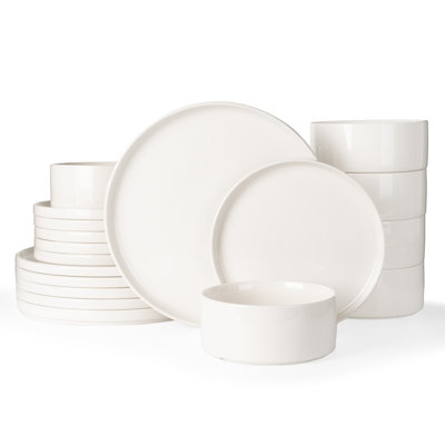 Red Barrel Studio® Jade Plates And Bowls Sets, 18 Piece Dinnerware Sets,White