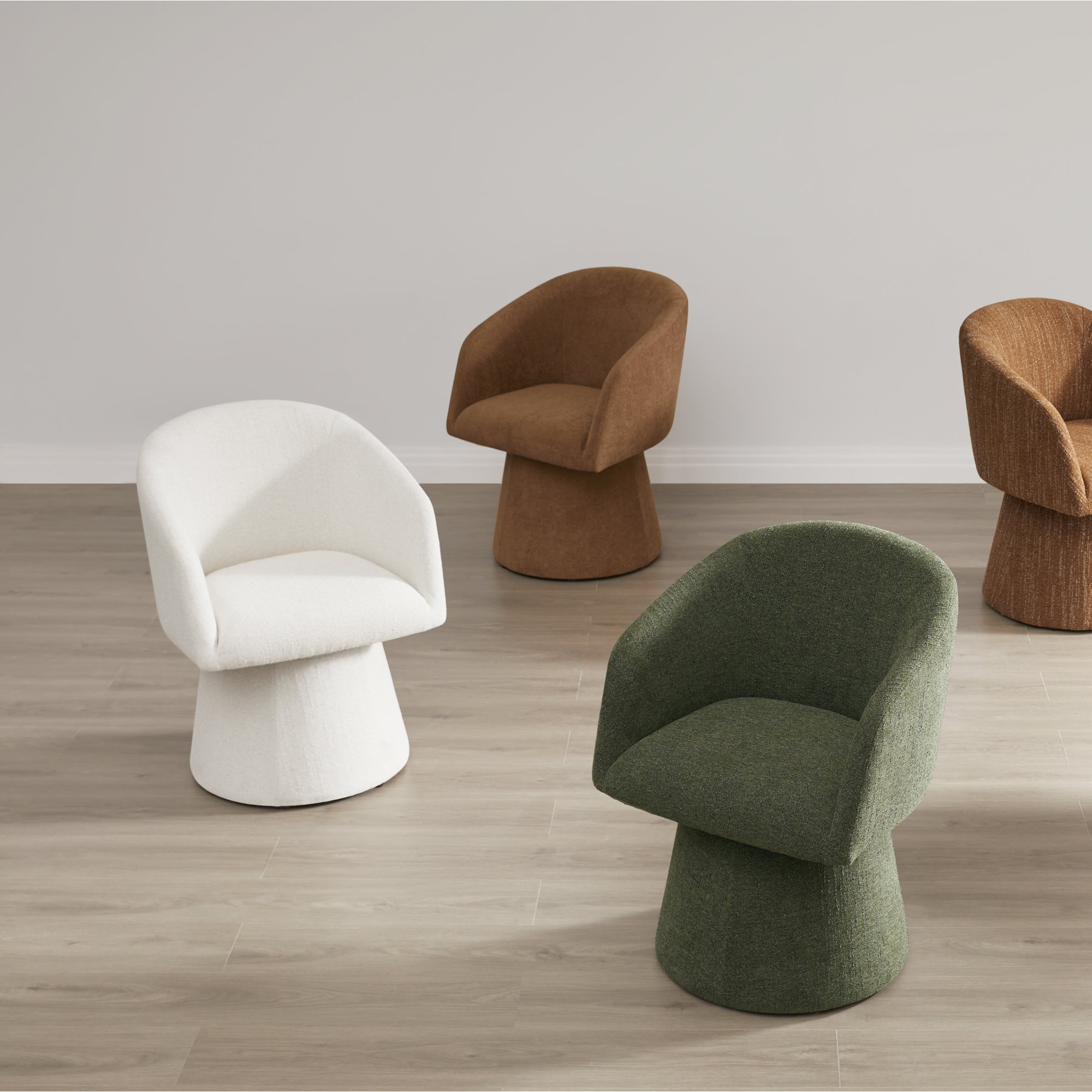 Kyo Chenille Upholstered Barrel Chair, Mellow Ivory Chenille