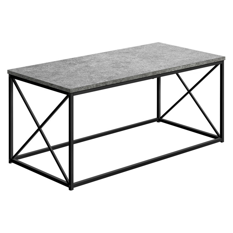 Table basse en stratifié gris et métal noir, style moderne pour les espaces de vie, table basse rectangulaire de 20 pouces de largeur, espace design