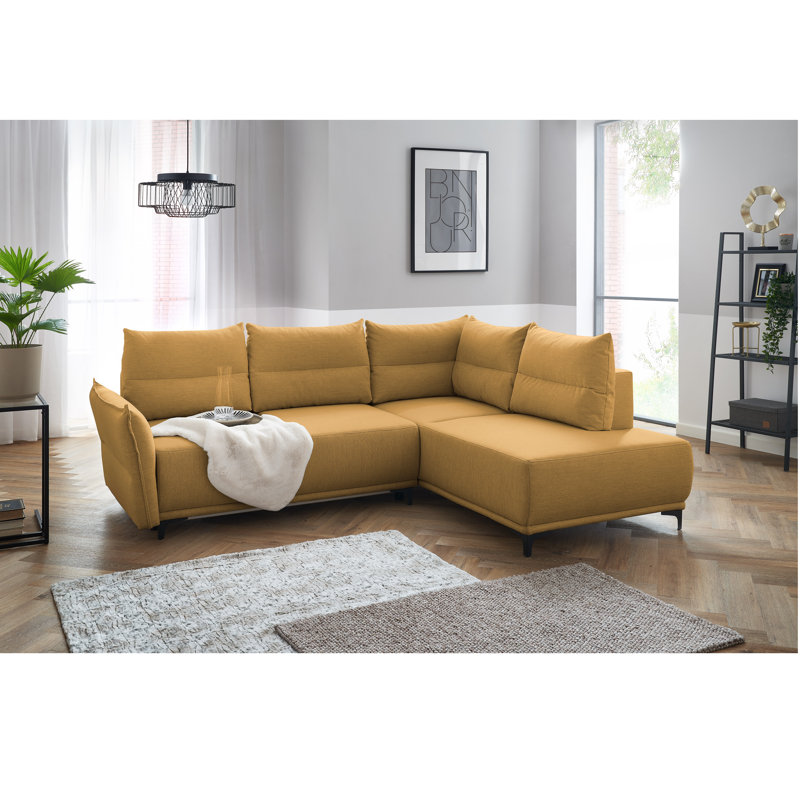 Bielecki 3 Seater Sofa Bed, Right Hand Facing, Yellow
