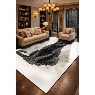 Tapis tissé à imprimé tigre noir Mosso