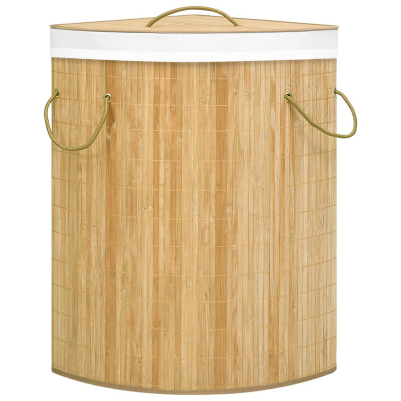 Collapsible Laundry Basket Laundry Bin Hamper Clothes Basket Bamboo, Light Brown