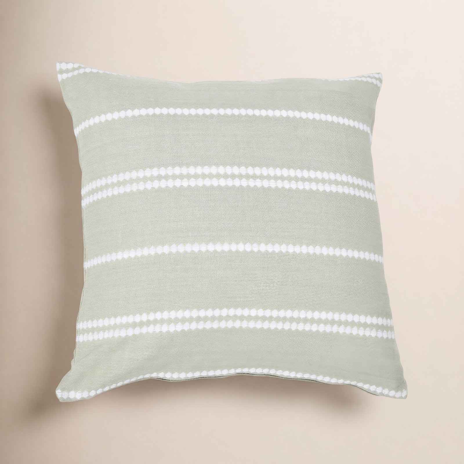 Hudie Striped Cotton Throw Pillow, Gray/White, Synthetic Down Alternative