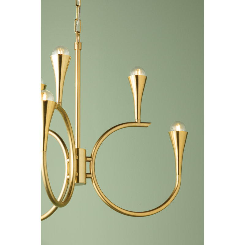 Aviana Aged Brass 6-Light Chandelier with Steel Shades