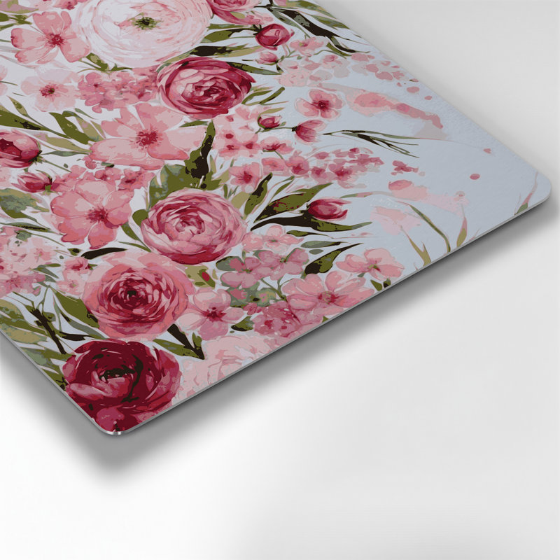 Aquarelle florale 86, art mural en métal beige, H 32 po x l 32 po