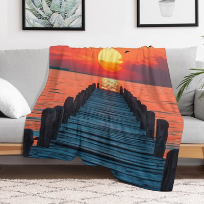 Coussin en flanelle de luxe Sunset Birds Fly