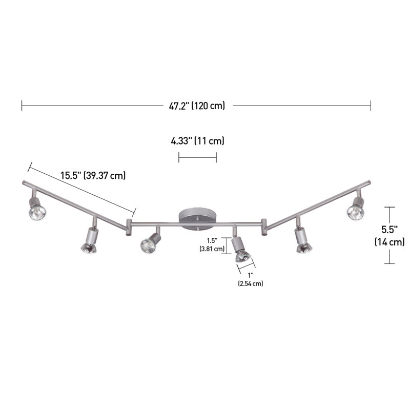 Matte Silver Adjustable 47.24'' 6-Light Foldable Track Lighting
