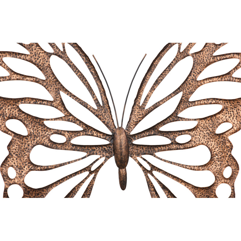 Butterfly Wall Art, Copper/Black, Metal, 38" H x 48" W x 2" D