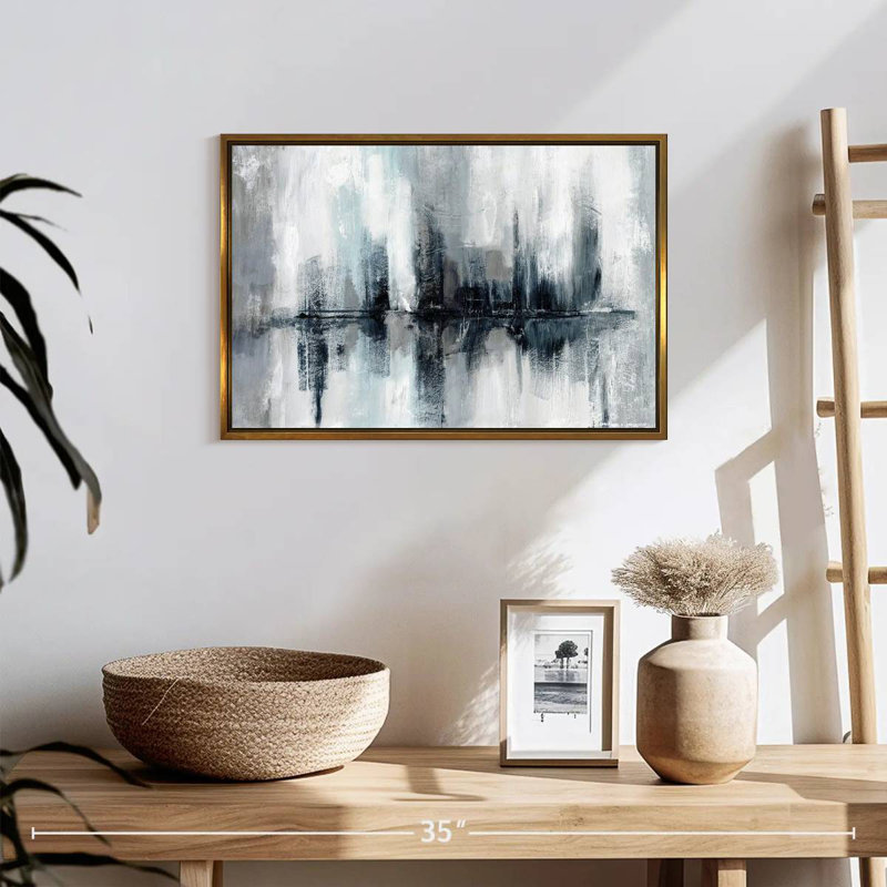 Lumières de port indigo, Cadre flottant doré, 19 po x 13 po
