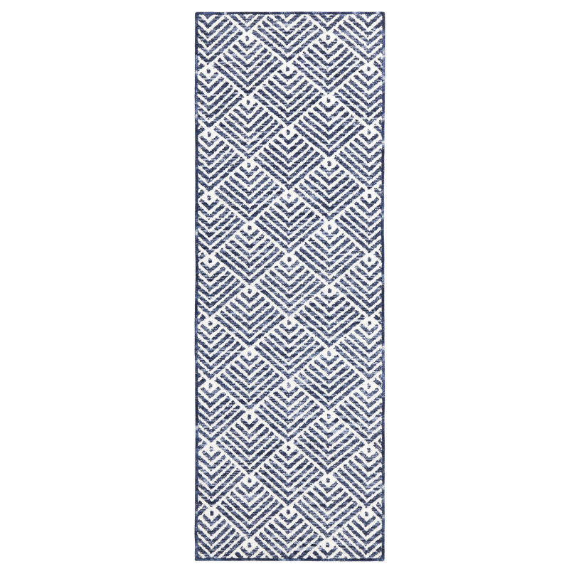 TOWN & COUNTRY EVERYDAY Walker Modern Stripe Everwash Non-Slip Backing Kitchen Mat, Blue, Runner 2' x 6'