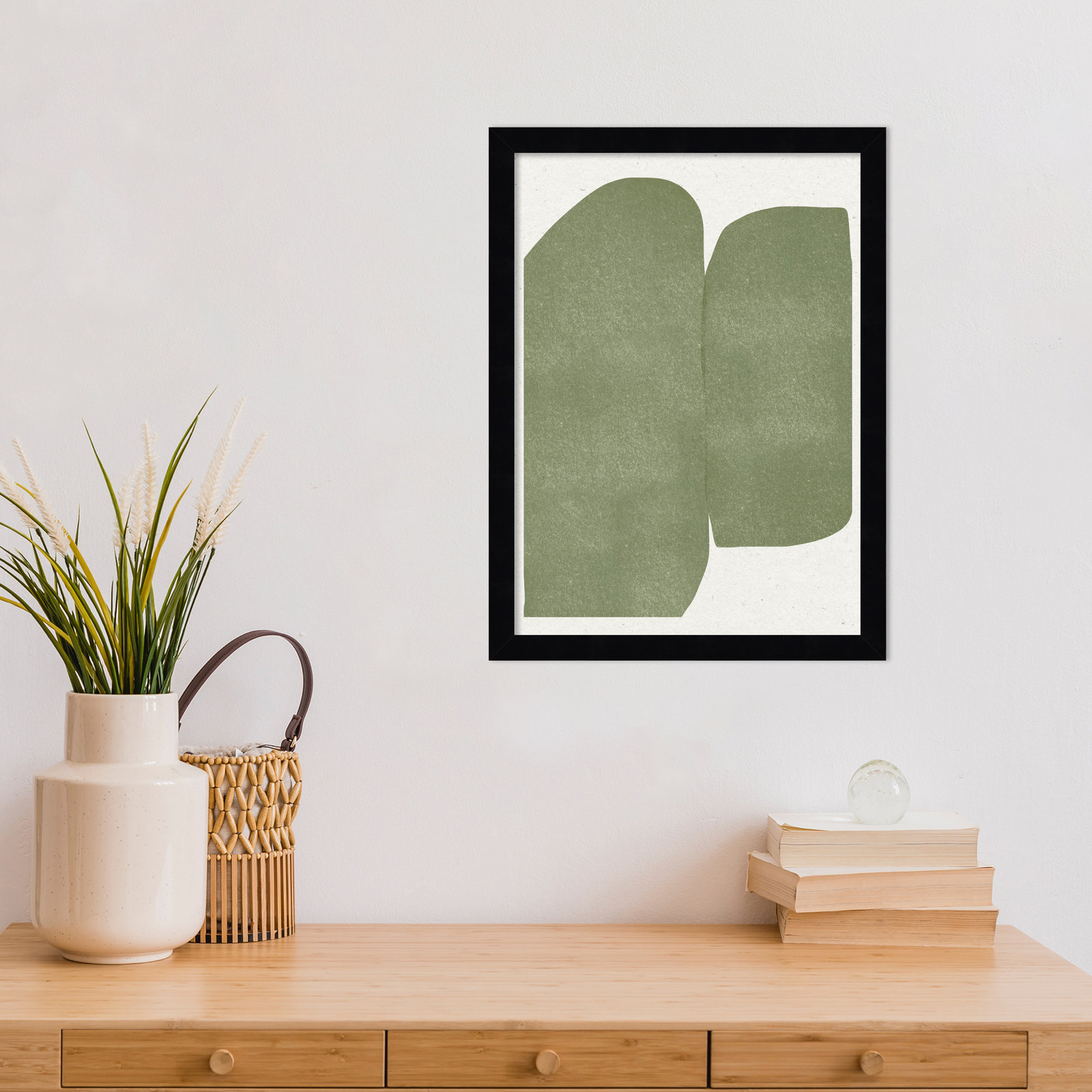 Rooney "Green Paper Cut Modern" Print, Black, 17" H x 13" W