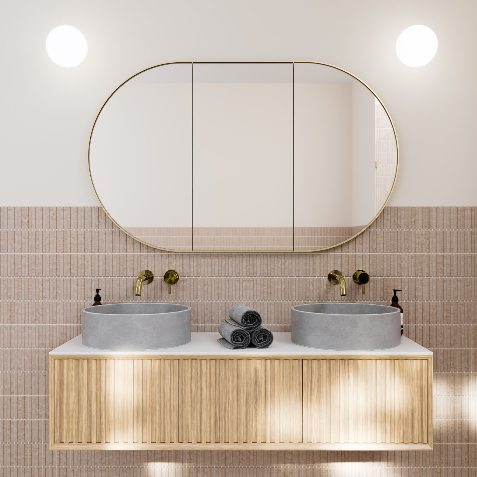Nia Pill Recessed Medicine Cabinet, Satin Brass